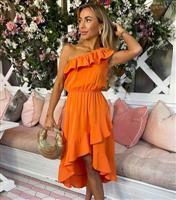 Women's Bright Orange One Shoulder Midi Dress AX Paris New Look