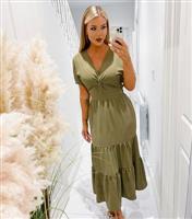 Women's Olive Twist Front Midi Dress AX Paris New Look