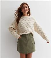 Girls' Khaki Cotton Buckle Cargo Skirt New Look