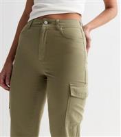 Women's Tall Khaki Denim Cuffed Cargo Trousers New Look
