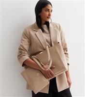 Camel Suedette Panel Tote Bag Duo New Look