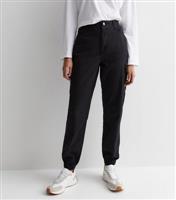 Women's Black Denim Cuffed Cargo Trousers New Look