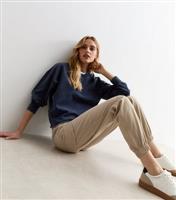 Women's Stone Denim Cuffed Cargo Trousers New Look