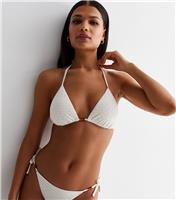 Women's Cream Crochet Halterneck Triangle Bikini Top New Look