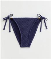 Women's Blue Crochet Side Tie Bikini Bottoms New Look