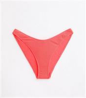 Women's Red Crinkle Textured Bikini Briefs New Look