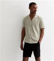 Men's Light Grey Relaxed Seersucker Short Sleeve Shirt New Look