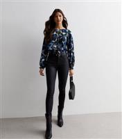 Women's Blue Floral Smock Top ONLY New Look
