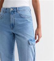 Women's Blue High Waist Cargo Jeans ONLY New Look