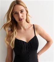 Women's Black Strappy Decorative-Button Midi Dress New Look