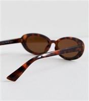 Dark Brown Tortoiseshell Effect Oval Sunglasses New Look