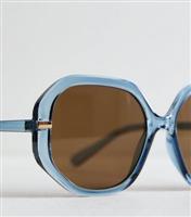 Blue Round Frame Sunglasses New Look