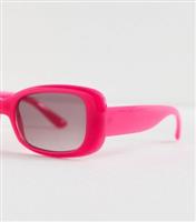 Bright Pink Rectangle Frame Sunglasses New Look