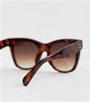 Dark Brown Square Frame Sunglasses New Look