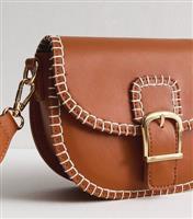Tan Whipstitch Saddle Cross Body Bag New Look
