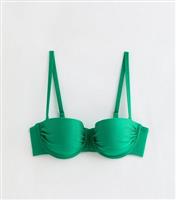 Women's Green Ruched Balconette Bikini Top New Look