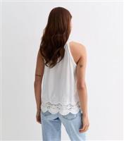 Women's White Crochet Halter Neck Top New Look