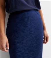 Petite Indigo Jacquard Satin Bias Cut Maxi Skirt New Look