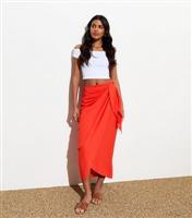 Women's Red Sarong Midi Skirt New Look