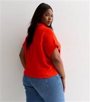 Women's Plus Size Red Short Sleeve Shirt Curves New Look