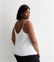 Women's Plus Size White V Neck Cami Top Curves New Look
