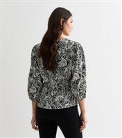 Women's Black Floral Puff Sleeve Blouse New Look