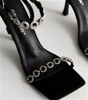 Women's Black Diamant Trim Stiletto Heel Sandals Public Desire New Look
