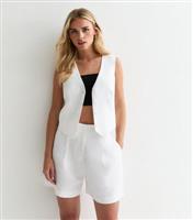 Women's Petite White Linen Blend Shorts New Look