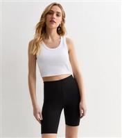 Women's Black Cotton Blend Wide Waistband Cycling Shorts New Look