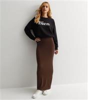 Women's Dark Brown Jersey Maxi Skirt New Look