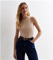 Women's Brown High Neck Sleeveless Bodysuit New Look