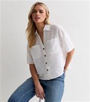 Women's Petite Off White Linen Short Sleeve Shirt New Look