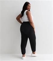 Women's Plus Size Black Tie Waist Joggers Curves New Look