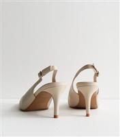 Women's Cream Pointed Slingback Stiletto Heel Court Shoes New Look