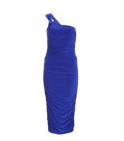 Women's Bright Blue One Shoulder Midi Dress Quiz New Look