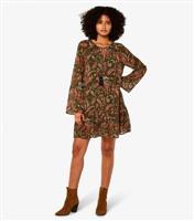 Women's Green Paisley Print V Neck Mini Dress Apricot New Look
