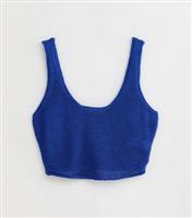 Women's Blue Knit Scoop Neck Crop Top New Look