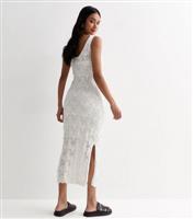 Women's Cream Stitch Knit V Neck Midi Dress New Look
