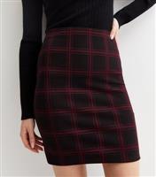 Women's Red Check Jersey Mini Tube Skirt New Look