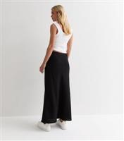 Women's Petite Black Textured Midi Skirt New Look