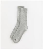 Grey Ribbed Tube Socks New Look