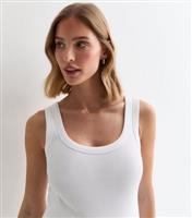 Women's Maternity White Ribbed Scoop Neck Vest New Look
