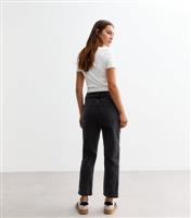 Women's Petite Washed Black Ankle Grazing Hannah Straight Leg Jeans New Look