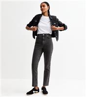 Women's Tall Washed Black Hannah Straight Leg Jeans New Look