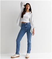 Women's Tall Blue Ankle Grazing Hannah Straight Leg Jeans New Look