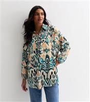 Women's Blue Abstract Print Long Sleeve Shirt Blue Vanilla New Look