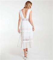 Women's White Tiered Midi Dress Blue Vanilla New Look