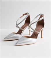 Women's Silver Diamant Stiletto Heel Court Shoes New Look