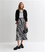 Women's Black Patterned High Waisted Midi Skirt New Look