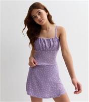 Girls' Lilac Ditsy Floral Textured Skort New Look